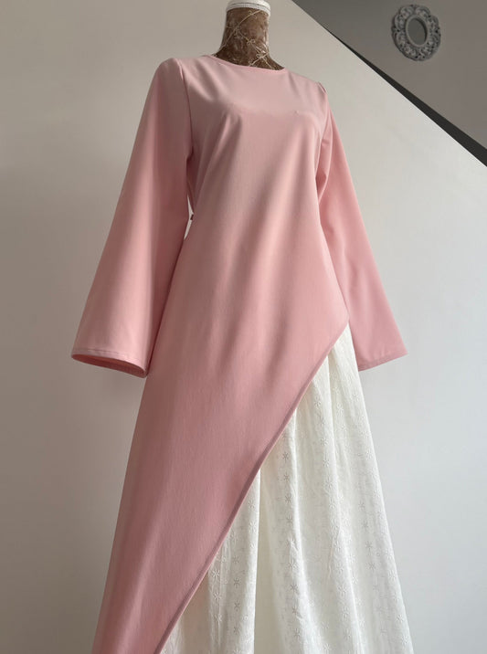 Tunique asymétrique rose