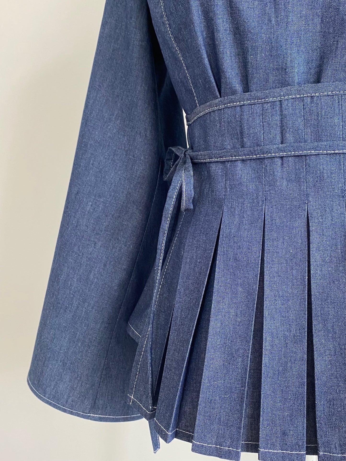 Denim Pleated Top